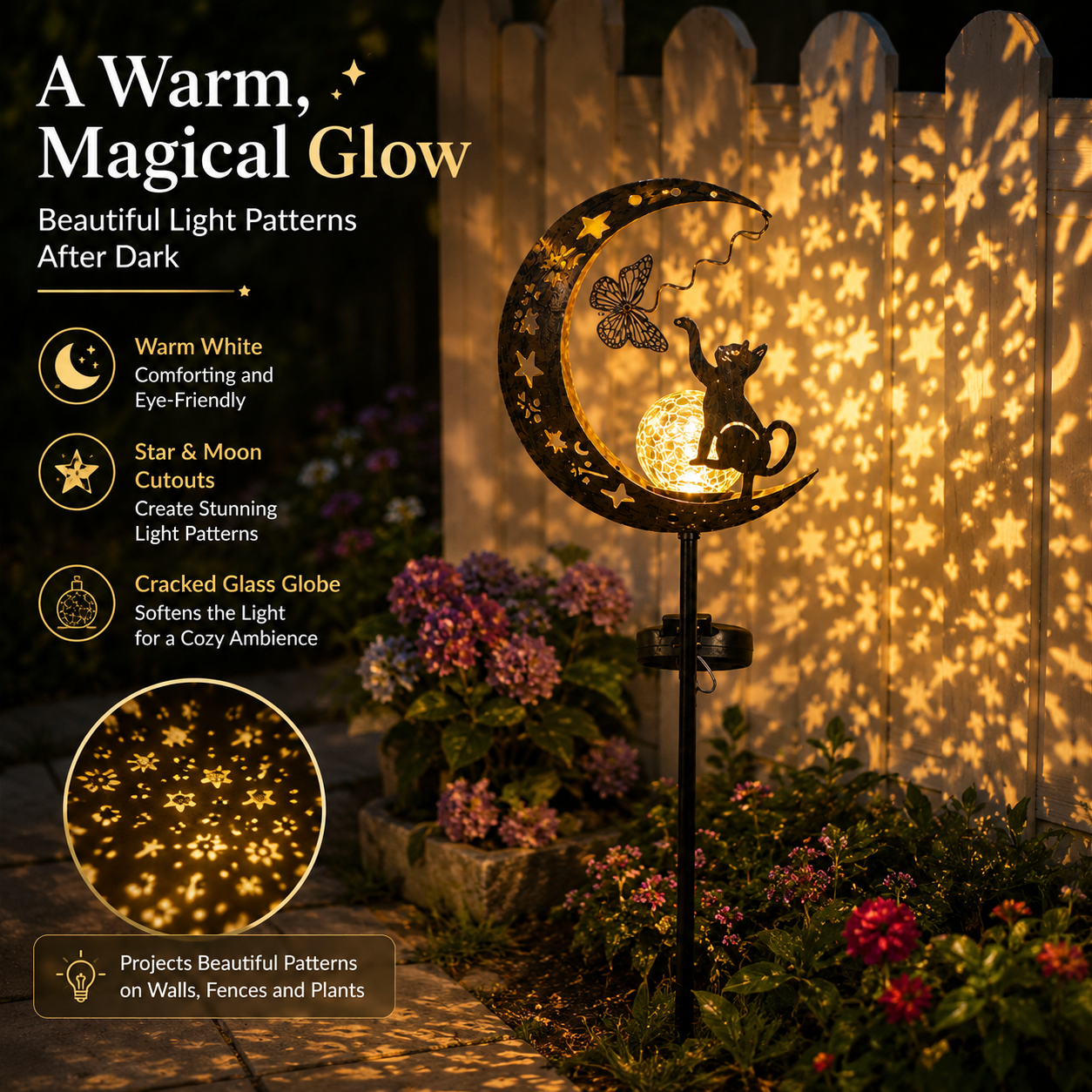 🔥 Buy 2, Get FREE SHIPPING 🚚 Solar Waterproof Cat & Moon Garden Stake Light 🐱✨