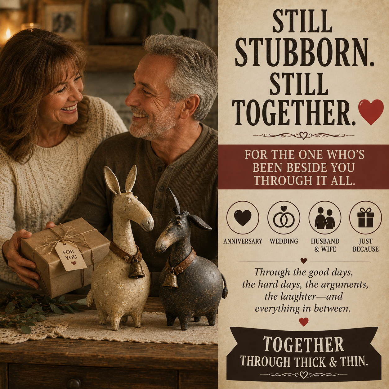 ❤️ Still Stubborn, Still Together – Funny Donkey Couple Gift
