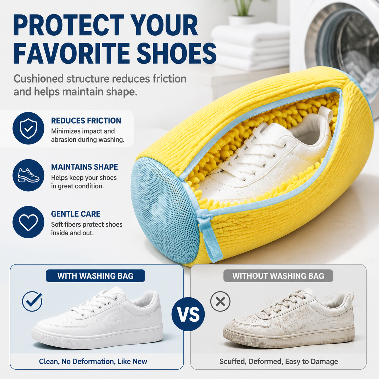 👟 Machine Washable Shoe Cleaning Bag with 360 Degree Plush Microfiber Bristles 🧼