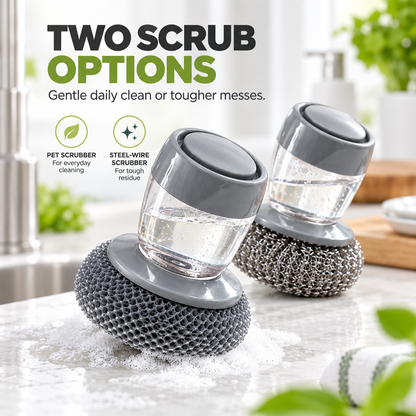 🧽 Refillable Soap Dispensing Dish Scrubber – Palm Kitchen Cleaning Brush ✨