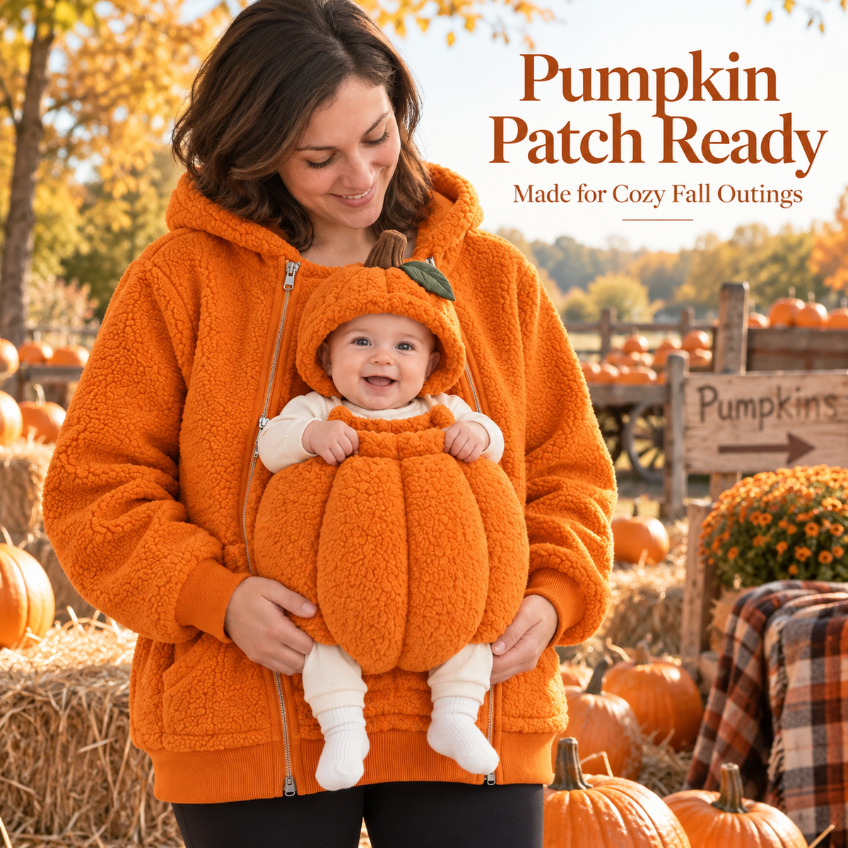🧡 Our Little Pumpkin Babywearing Hoodie – Cozy Halloween Moments for Mom & Baby