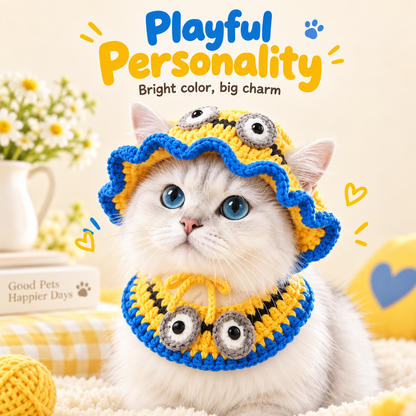 🐾 Handcrafted Crochet Pet Hat & Collar Set – Viral Cute Photo Costume Set ✨