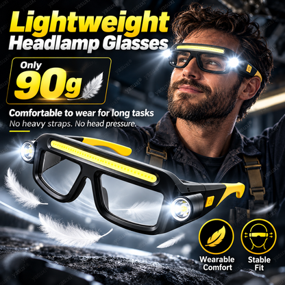 💡 Hands-Free LED Headlamp Glasses - Type-C Rechargeable COB Work Light 🔦