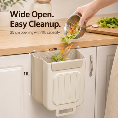 🗑️ Collapsible Hanging Kitchen Trash Can for Cabinet Doors (11L) ♻️