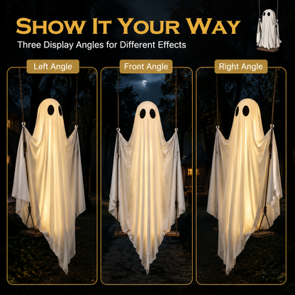 🔥 50% OFF TODAY 👻 5FT Giant Hanging Ghost Swing Light - Outdoor Halloween 🎃