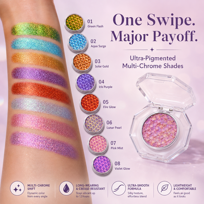 🔥 55% OFF Last Day ✨ Multi-Chrome Color-Shifting Eyeshadow 🌈 12H Iridescent Sparkle