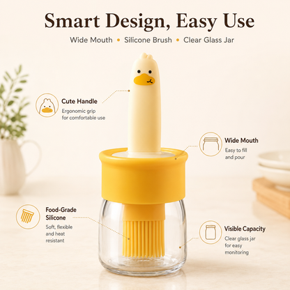 🍳 2 in 1 Glass Oil Bottle Dispenser with Silicone Basting Brush USA Stock 🇺🇸