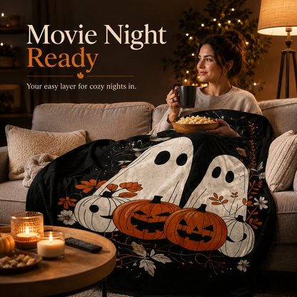 🎃 Halloween Autumn Printed Flannel Throw Blanket for Sofa & Bed 🍂