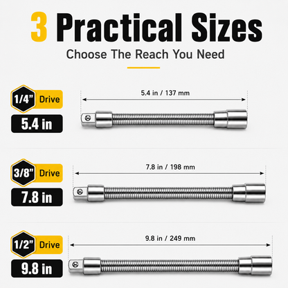 🔧 3-Piece Flexible Socket Extension Set – Reach Tight Bolts Faster