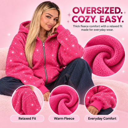 💎 50% OFF Rhinestone Full-Zip Hoodie – Oversized Y2K Balaclava Streetwear