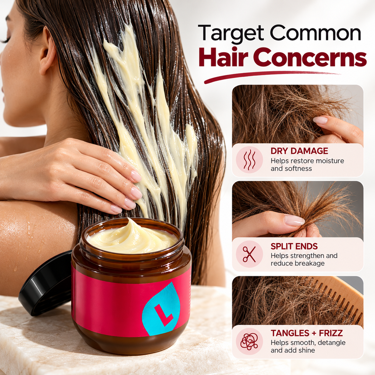 🔥 Collagen Shea Butter Deep Moisture Hair Mask – Smooth, Soften & Revive Dry, Frizzy Hair
