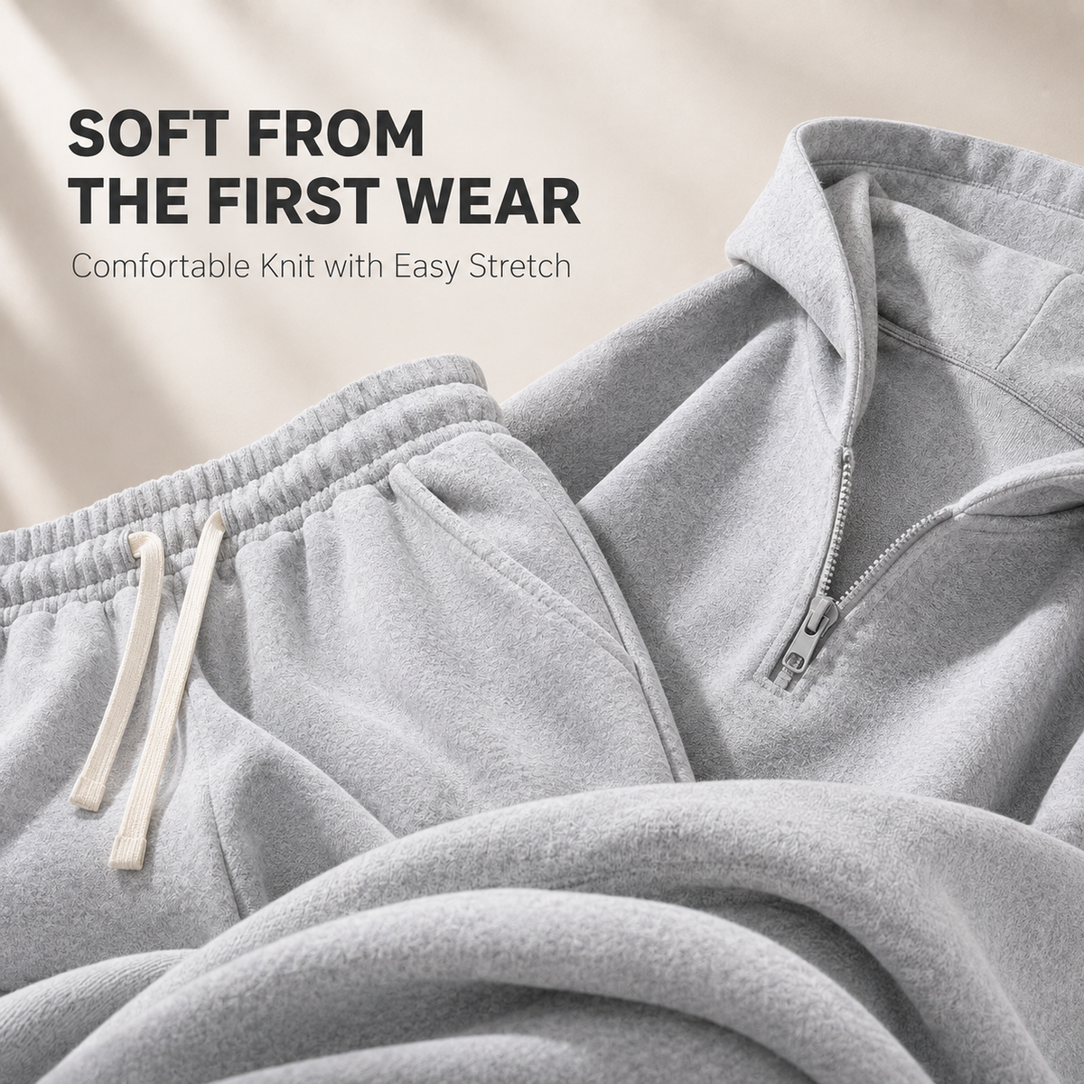 🧥 2-Piece Half-Zip Knit Hoodie & Straight-Leg Sweatpants Lounge Set 👖