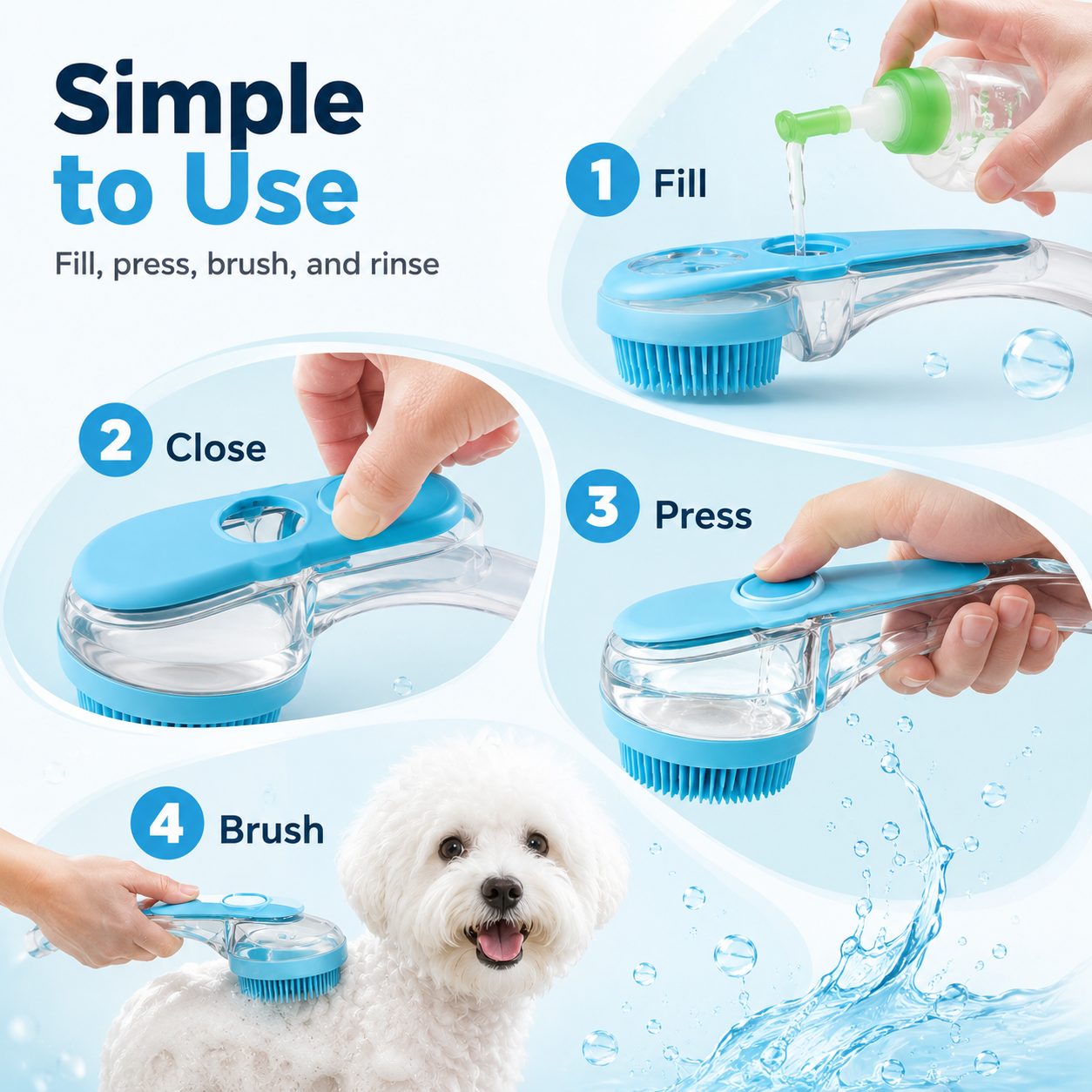 🐶 2-in-1 Pet Bath Brush & Shampoo Dispenser 🛁✨