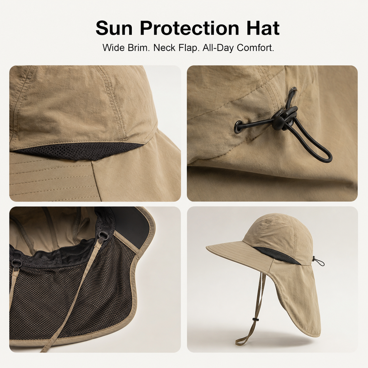 👒 Unisex Wide Brim Sun Hat with Neck Flap Breathable Mesh Outdoor Protection Cap ☀️🌿