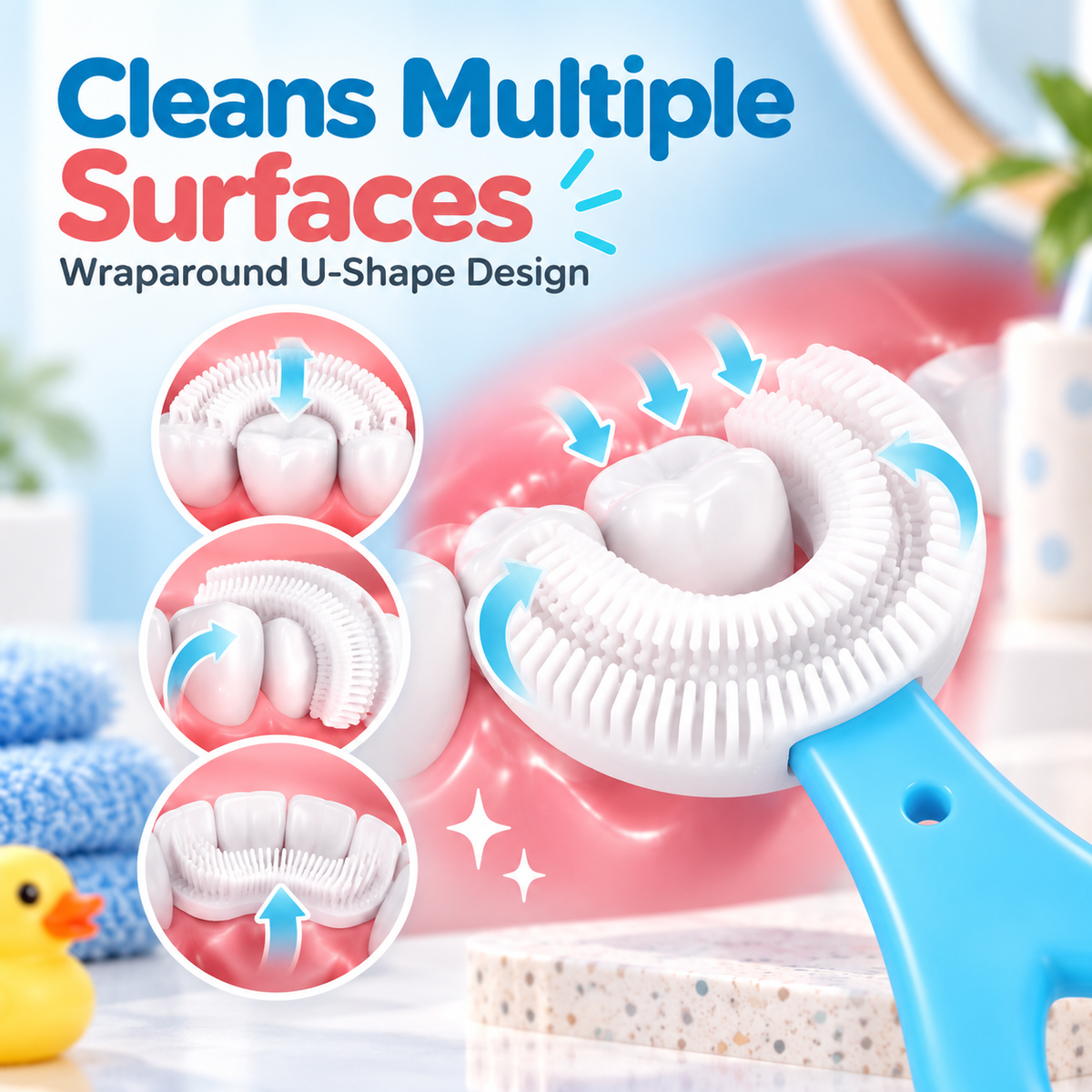 🦷 Kids 360° U-Shaped Oral Care Toothbrush – Gentle Silicone Training Brush ✨