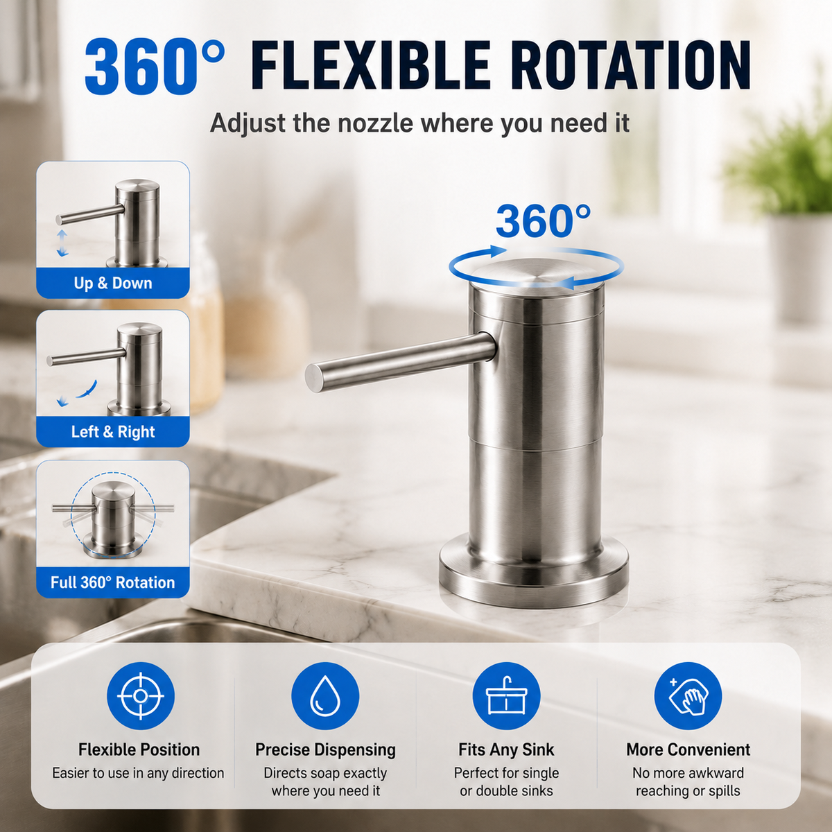 🧽 Built in Kitchen Sink Soap Dispenser Extension Tube Kit with Check Valve 💧
