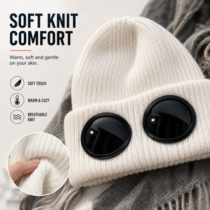 🕶️ Knitted Goggle Beanie Hat with Integrated Dark Lenses Winter Warm Cap ❄️