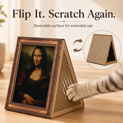 🖼️ Art-Inspired Framed Cardboard Cat House with Scratching Board 🐱