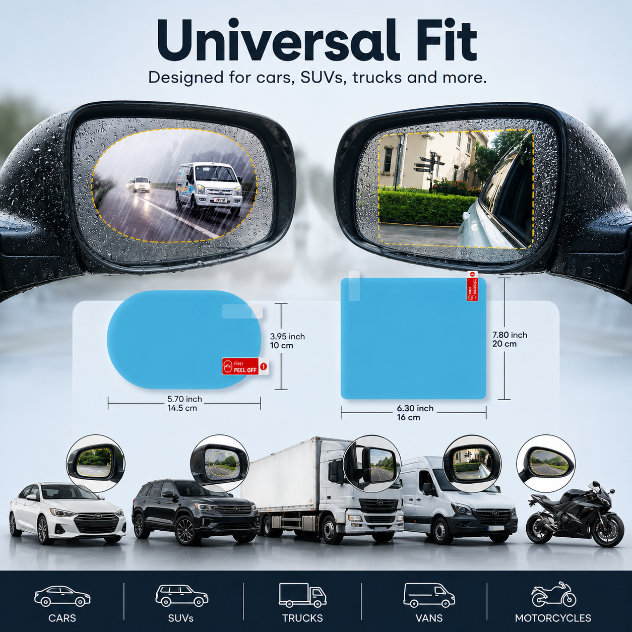 💧 Clear View Mirror Film – Rainproof & Anti-Fog