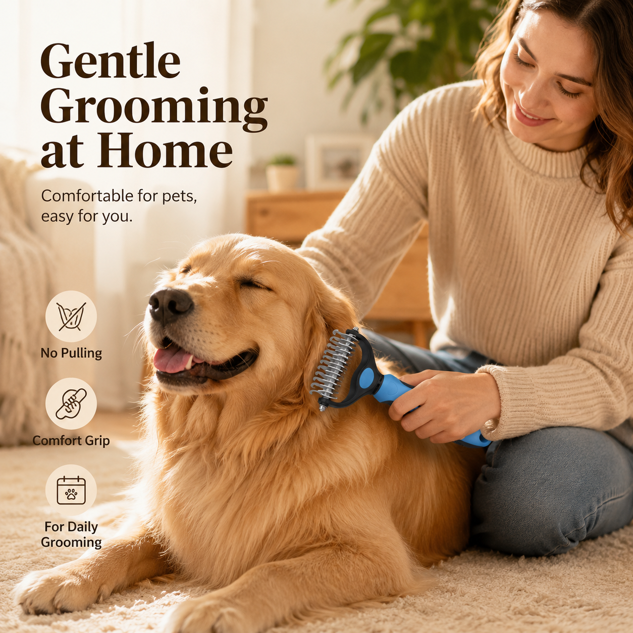 🔥 2-in-1 Pet Undercoat Rake - Say Goodbye to Mats! 🐕