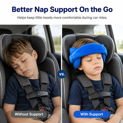 🧸 Kids Plush Head Support Strap – Adjustable Travel Nap Band With Side Cushions