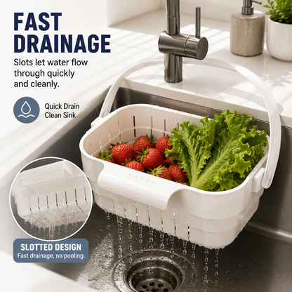 ✨ SpaceFold  Foldable Sink Drain Basket | Hanging Strainer & Organizer 💧