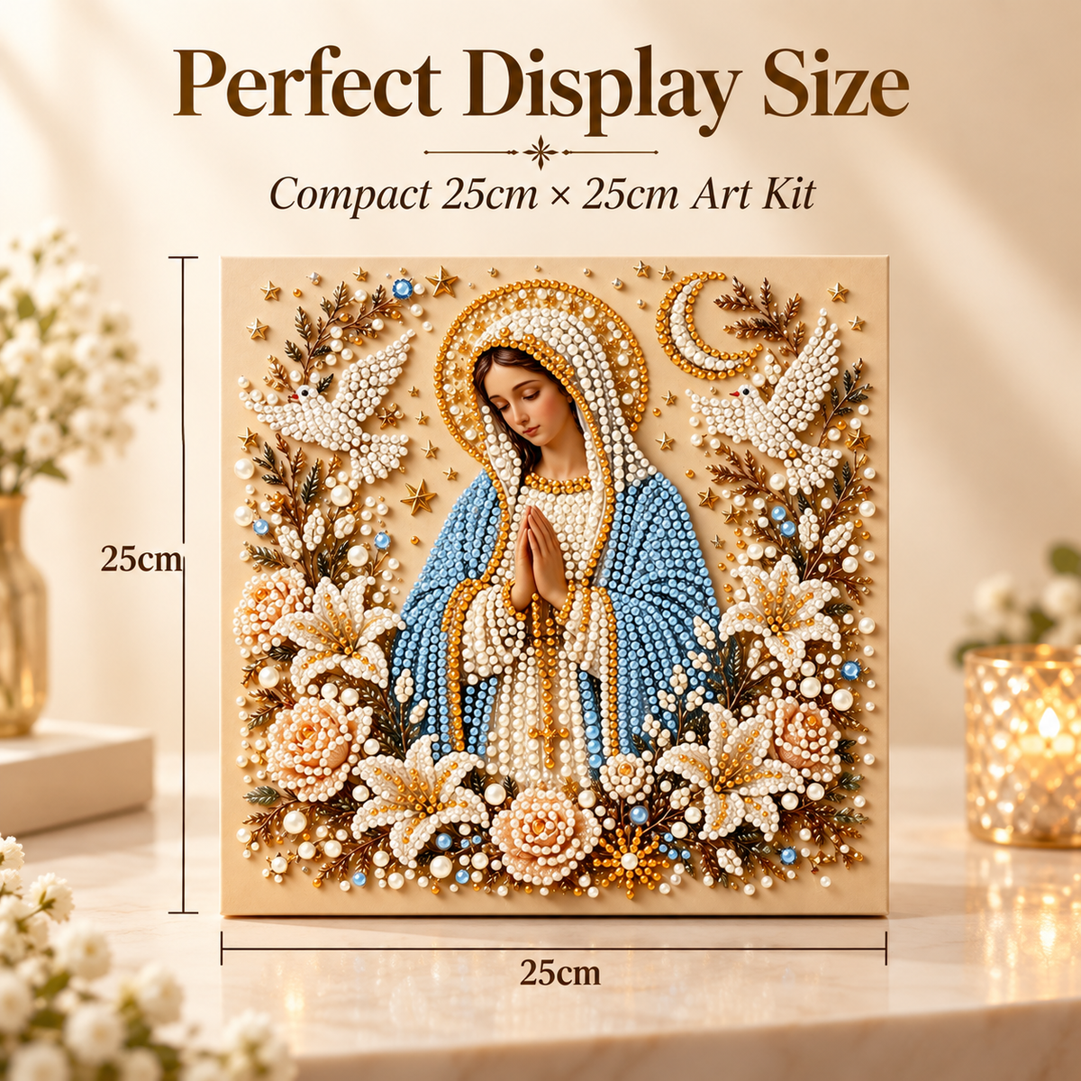 ✝️ 3D Pearl Rhinestone Holy Family Diamond Painting DIY Kit | Nativity Wall Art 🌟