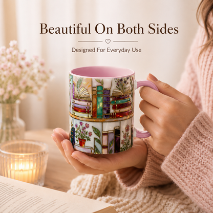 🎁 Cozy Ceramic Coffee Mug 🌸 | Perfect Gift for Coffee & Book Lovers