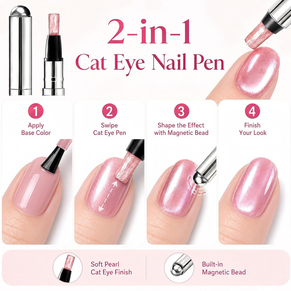 💅 2-in-1 Velvet Cat Eye Gel Nail Pen – Magnetic Shimmer Effect ✨