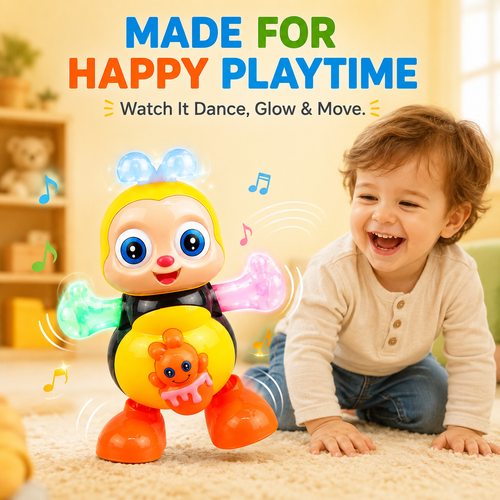 🐝 Musical Dancing Bee Toy with Lights, Music & Rolling Eyes 🎶