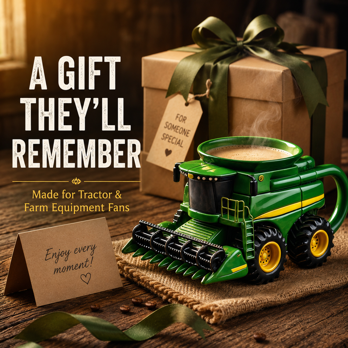 🚜 3D Sculpted Farm Tractor Novelty Mug – Rustic Harvester Coffee Cup 🌾