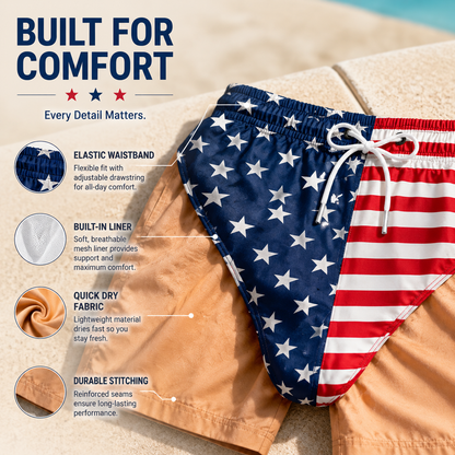 🏖️ Mens Quick Dry Printed Swim Shorts Trunks with Mesh Lining and Drawstring 🌊