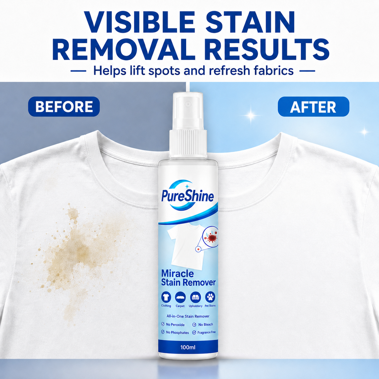 🧼All-in-One Stain Remover Spray ✨ For Clothes, Sofas, Carpets & Pet Messes