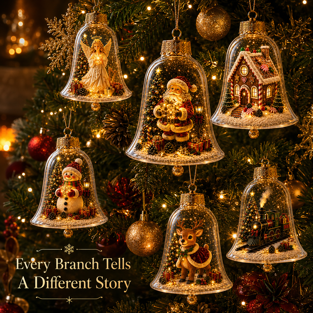🎄 Christmas Bell Hanging Ornament with Miniature Scene – 3D Storybook Holiday Baubles 🔔