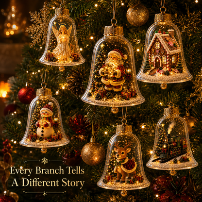 🎄 Christmas Bell Hanging Ornament with Miniature Scene – 3D Storybook Holiday Baubles 🔔