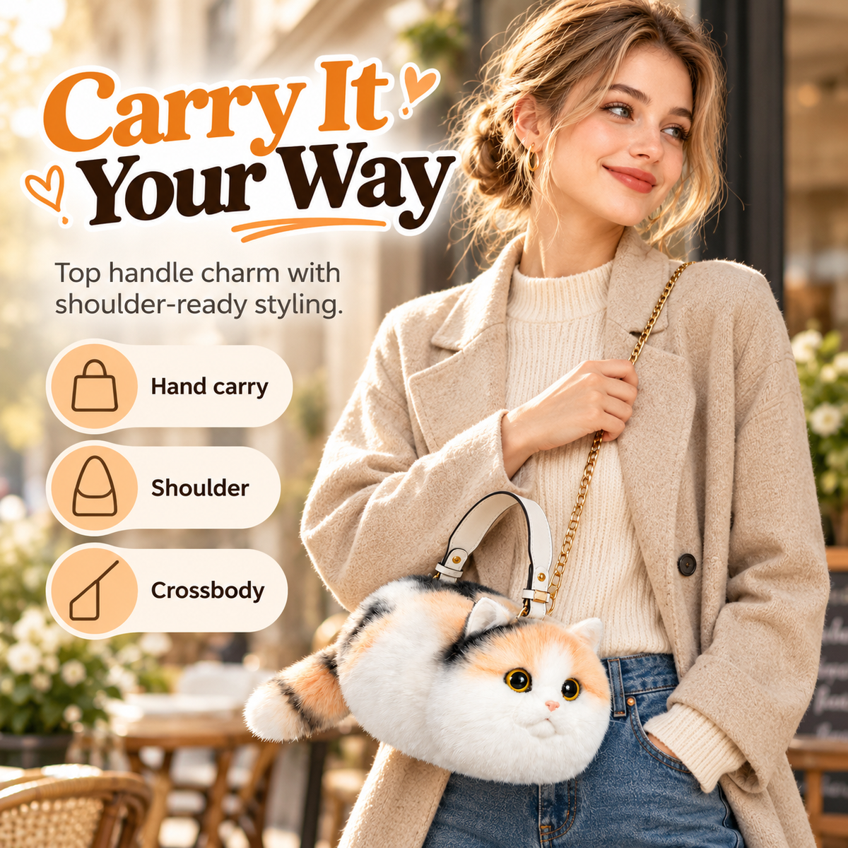 🐱 Plush Cat Handbag – Ultra-Soft Kitty Purse for Cat Lovers & Cute Everyday Outfits