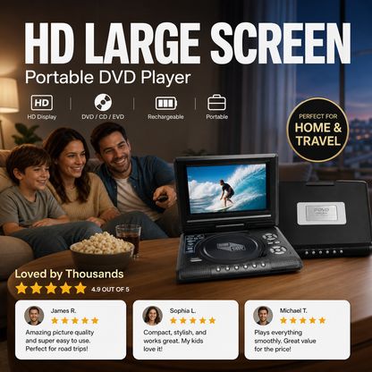 📺 Portable DVD/EVD Player – 7.8in Rechargeable Screen for Travel