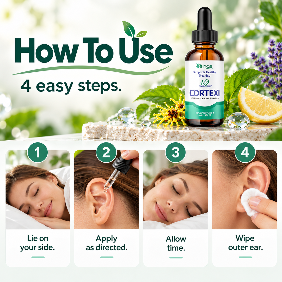 🌿 Natural Botanical Ear Care Drops with Witch Hazel & Lavender for Hygiene 💧