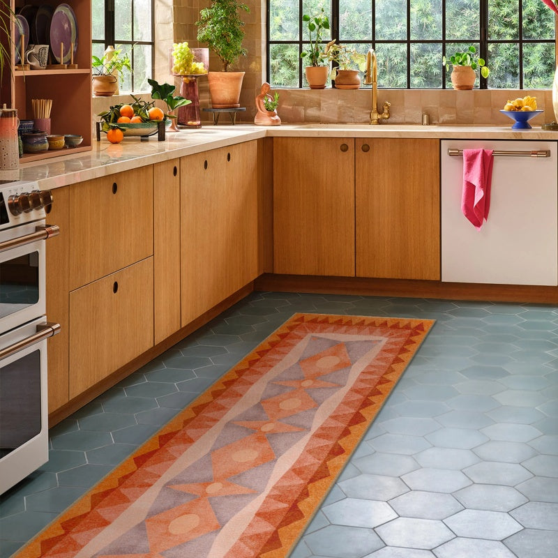 Vintage Sunset Washable Runner Rug