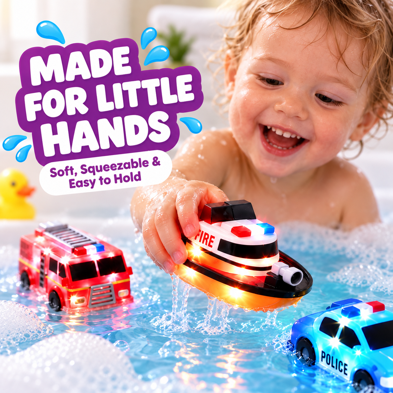 🛁 Water-Activated Light-Up Floating Bath Toys (6 PCS) – Mold-Free Sensory Tub Toys ✨