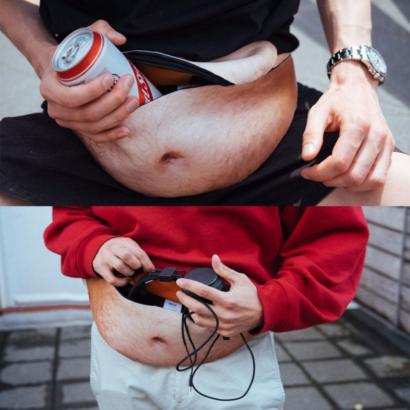 😂 Funny Realistic Big Belly Waist Bag – Novelty Dad Bod Fanny Pack 🎁
