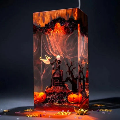 🎃 Glowing Halloween Resin Diorama Lamp – Spooky Gothic Night Light 👻