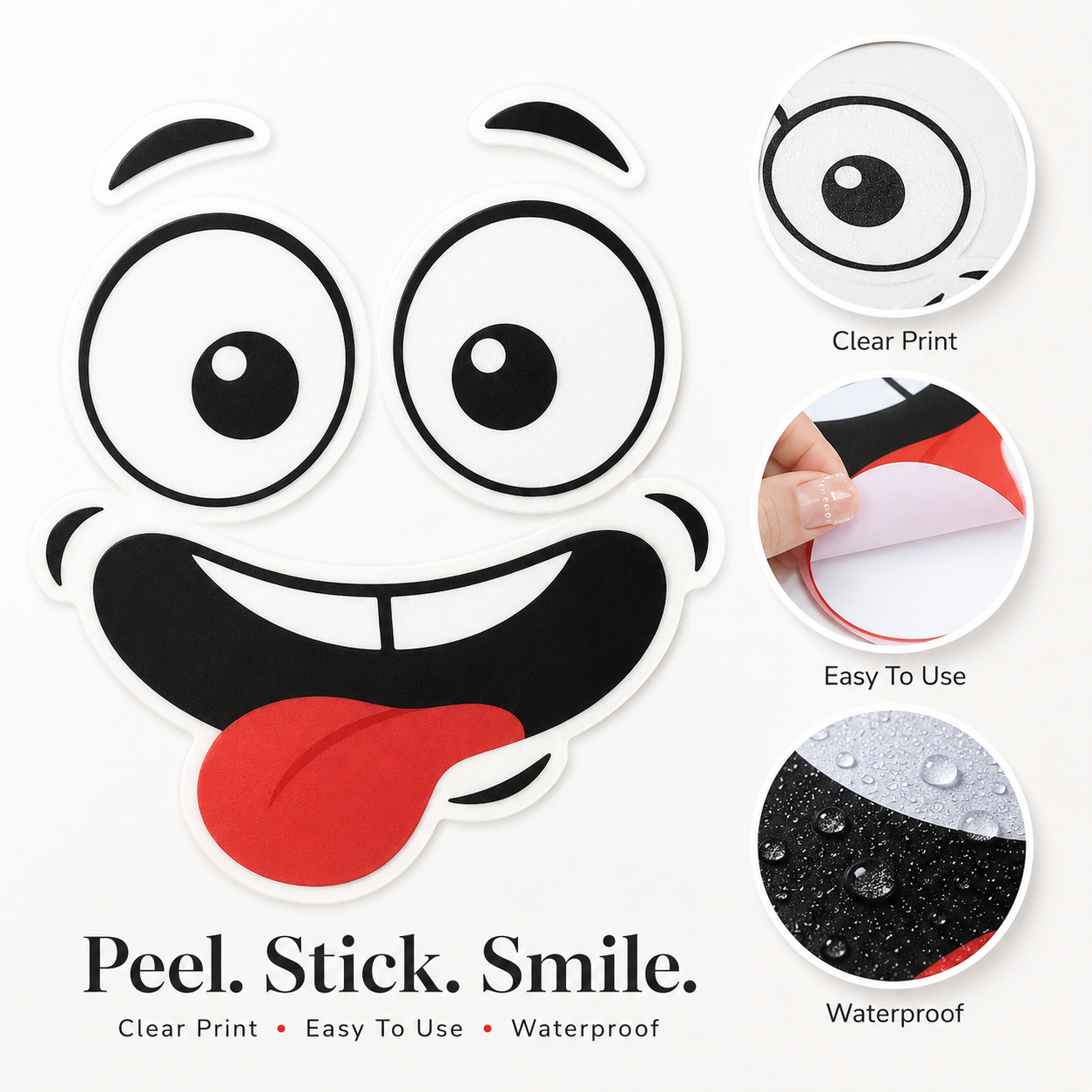 😜 Funny Cartoon Face Decal Sticker – Trash Bin & Fridge Decor 🗑️