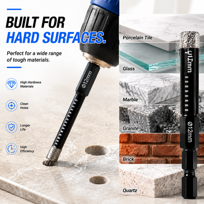 💎 6-Piece Vacuum-Brazed Diamond Drill Bit Set for Tile, Glass & Granite 🛠️