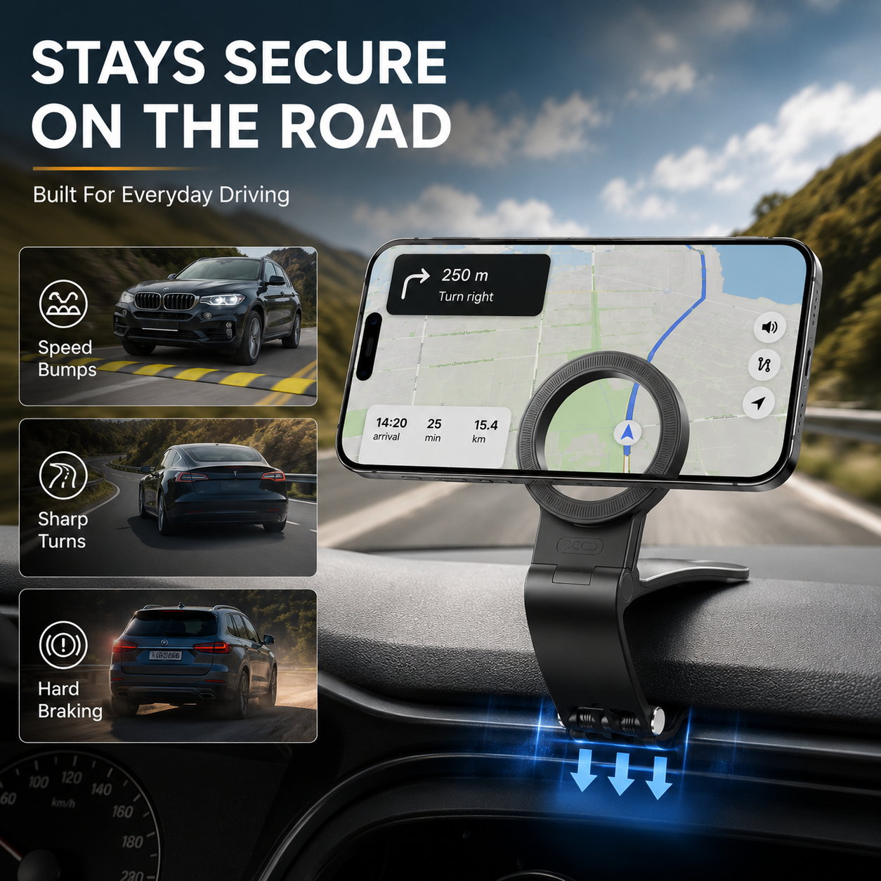 🚗 Foldable Magnetic Dashboard & Sun Visor Car Phone Mount Holder 📱