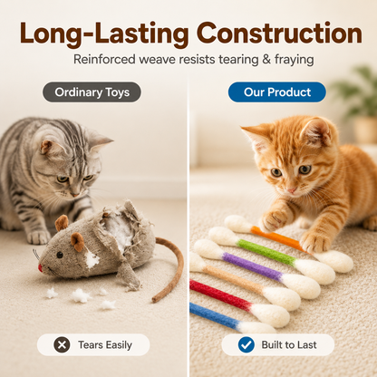 🐾 6PCS Double-Ended Interactive Cat Chew Toys – Bite, Bat & Chase Fun for Active Cats