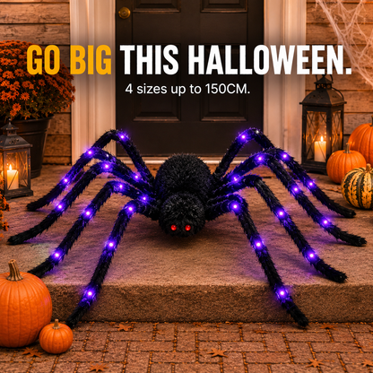 🕷️ Oversized LED Glowing Halloween Giant Plush Spider Prop 🎃
