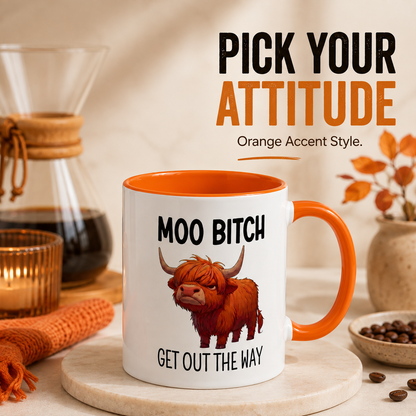 🐮 Sarcastic Highland Cow Coffee Mug – Moo Bitch Novelty Cup ☕