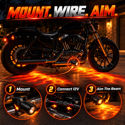 🔥 Motorcycle Flame Ground Projector Kit – Dual 12V Adjustable Underbody Lights