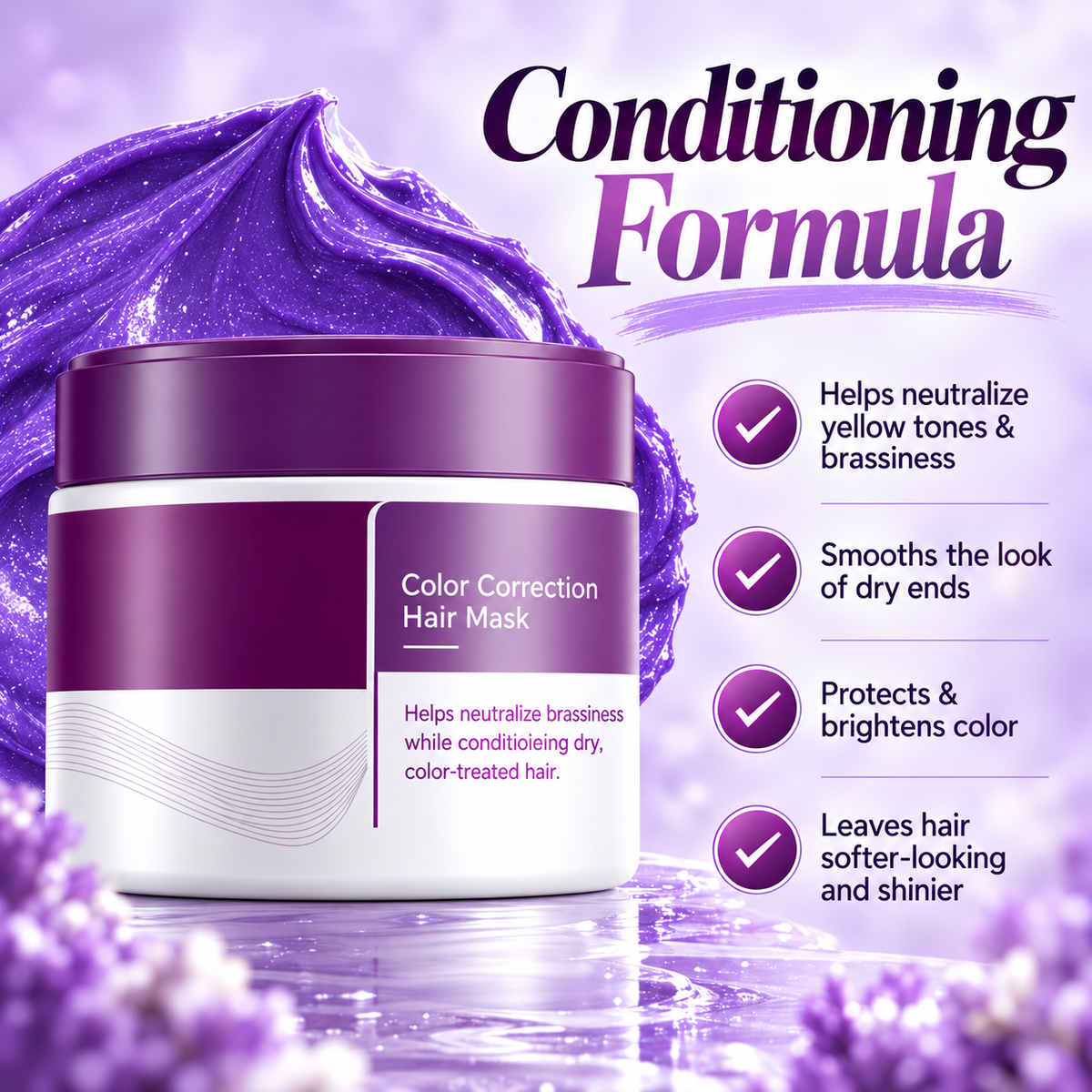 💜 Purple Toning Hair Mask – Cooler Blonde, Softer & Brighter-Looking Hair